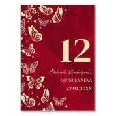 赤エレガントクインセアニラ金ゴールド蝶の座席 テーブルナンバー (正面)