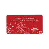 赤エレガントクリスマススノーフレーク住所 シール (正面)
