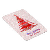 赤エレガントクリスマスツリーパーソナライズされた雪片 マグネット (右側)