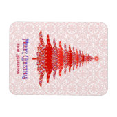 赤エレガントクリスマスツリーパーソナライズされた雪片 マグネット (横)