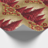 赤エレガントクリスマスツリー金ゴールドメリークリスマスパターン ラッピングペーパー (角)