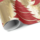 赤エレガントクリスマスツリー金ゴールドメリークリスマスパターン ラッピングペーパー (ロールコーナー)