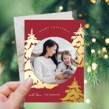 赤エレガントクリスマスツリー2フォトホリデー