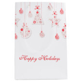 赤エレガントクリスマスデコレーション抱き枕 ミディアムペーパーバッグ (正面)