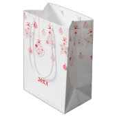 赤エレガントクリスマスデコレーション抱き枕 ミディアムペーパーバッグ (裏面アングル)