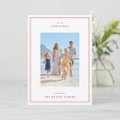 赤エレガントクリスマスベリシンプルーのフレーム3 Photo シーズンカード (スタンド正面)