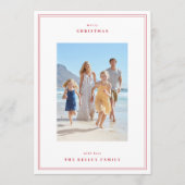 赤エレガントクリスマスベリシンプルーのフレーム3 Photo シーズンカード (正面)