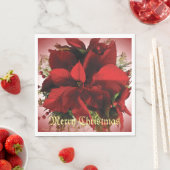 赤エレガントクリスマスポインセチア スタンダードランチョンナプキン (インサイチュ)