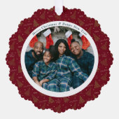 赤エレガントクリスマス&ハッピーニューイヤー2枚 オーナメントカード (正面)