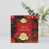 赤エレガントクリーム金ゴールド花生誕祭パーティー2 招待状 (スタンド正面)