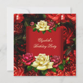 赤エレガントクリーム金ゴールド花生誕祭パーティー2 招待状 (正面)