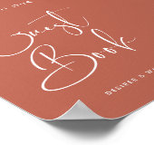 赤エレガントクレー結婚ゲストブック ポスター (角)