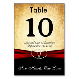 赤エレガントグランジサテンリボン付きスタイル テーブルナンバー