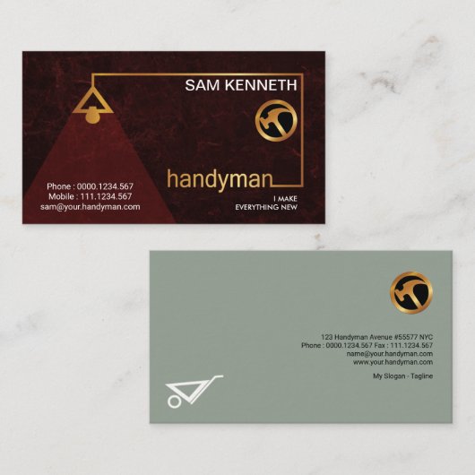 赤エレガントグランジスタイリッシュ金ゴールドランプシェード 名刺 (正面/裏面)