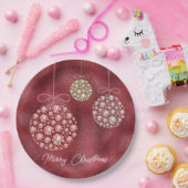 赤エレガントグリッターオーナメントメリークリスマス ペーパープレート (パーティー)