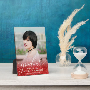 赤エレガントグリッターグラデーション写真ガーリー卒業 フォトプラーク