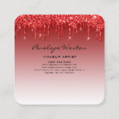 赤エレガントグリッタードリップメイクアップアーティスト スクエア名刺 (裏面)