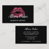 赤エレガントグリッターリップメイクアップアーティストビジネス 名刺 (正面/裏面)