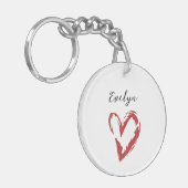 赤エレガントグリッター名アクリルキーチェーン キーホルダー (正面左)