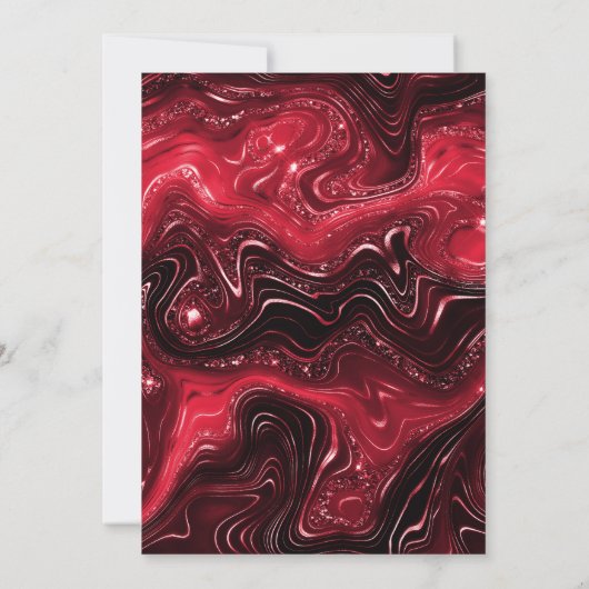 赤エレガントグリッター層ヴィンテージフレーム誕生日 招待状 (裏面)