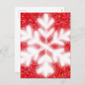 赤エレガントグリッター白スノーフレーク シーズンポストカード (正面/裏面)