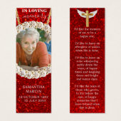 赤エレガントグリッター記念歌葬式ブックマーク (正面&裏面)