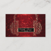 赤エレガントグリッター《写真》ぼけ味、ミュージックノートHeadphone DJ 名刺 (正面)