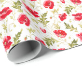 赤エレガントケシと緑の離れ花のパターン ラッピングペーパー (ロールコーナー)