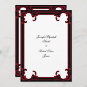 赤エレガントゴシック体の結婚式招待状 招待状 (正面/裏面)