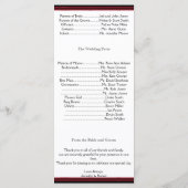 赤エレガントゴシック体の結婚式 プログラム (裏面)