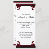 赤エレガントゴシック体の結婚式 プログラム (正面/裏面)