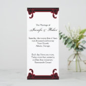 赤エレガントゴシック体の結婚式 プログラム (スタンド正面)