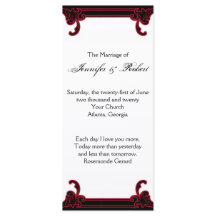 赤エレガントゴシック体の結婚式 プログラム