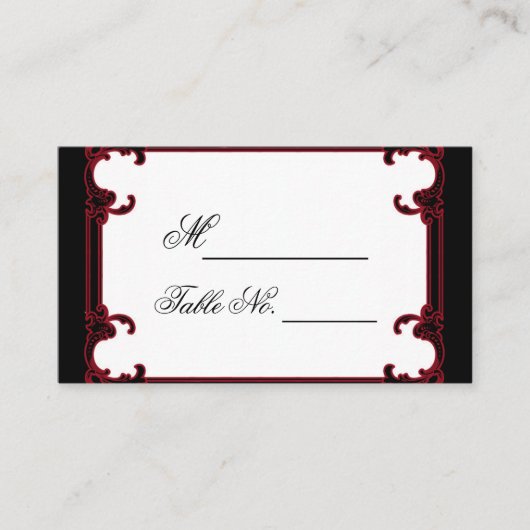 赤エレガントゴシック結婚座席表 プレイスカード (正面)