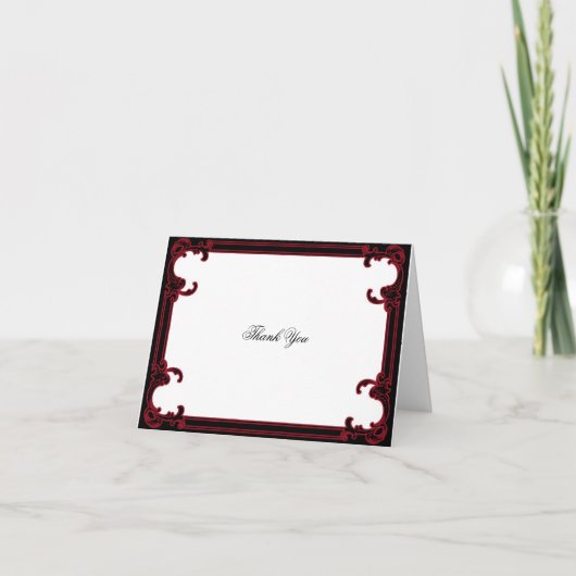 赤エレガントゴシック結婚枠 サンキューカード (正面)