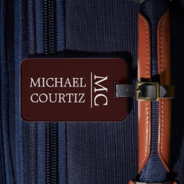 赤エレガントシンプルモノグラムの色 ラゲッジタグ