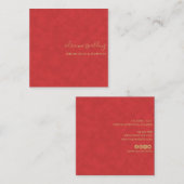 赤エレガントスエードレザーテクスチャプロフェッショナル スクエア名刺 (正面/裏面)