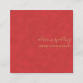 赤エレガントスエードレザーテクスチャプロフェッショナル スクエア名刺 (正面)