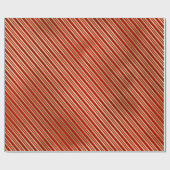 赤エレガントスタイリッシュと金ゴールドのクリスマスストライプ ラッピングペーパー (フラット)