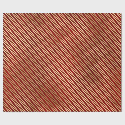 赤エレガントスタイリッシュと金ゴールドのクリスマスストライプ ラッピングペーパー (フラット)