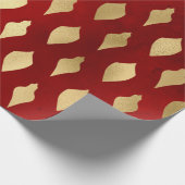 赤エレガントスタイリッシュと金ゴールドのクリスマスパターン ラッピングペーパー (角)