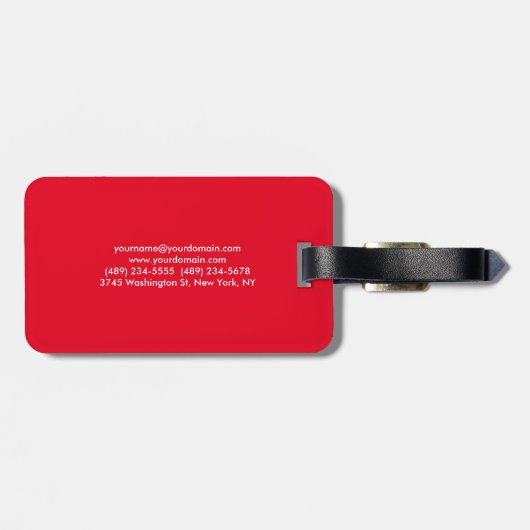 赤エレガントスタイリッシュプロフェッショナル ラゲッジタグ (裏面横)