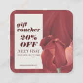 赤エレガントスタイリッシュ抽象芸術爪、 ネイルメイクアップ 割引カード (正面)