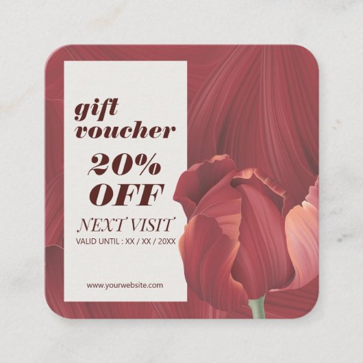 赤エレガントスタイリッシュ抽象芸術爪、 ネイルメイクアップ 割引カード (正面)