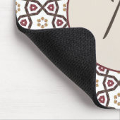 赤エレガントスタイリッシュ白パターンモノグラム マウスパッド (コーナー)