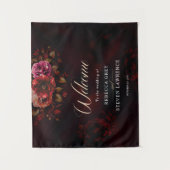 赤エレガントスタイリッシュ黒フローラ結婚歓迎 タペストリー (正面)