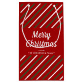 赤エレガントストライプクリスマス スモールペーパーバッグ (裏面)