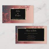 赤エレガントスプラッシュブラックと金ゴールドヘアサロン 名刺 (正面/裏面)