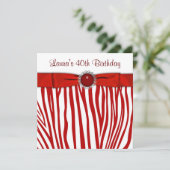 赤エレガントゼブラ誕生日パーティー 招待状 (スタンド正面)