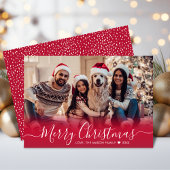 赤エレガントタイポグラフィスノーフレーク1写真クリスマス シーズンカード